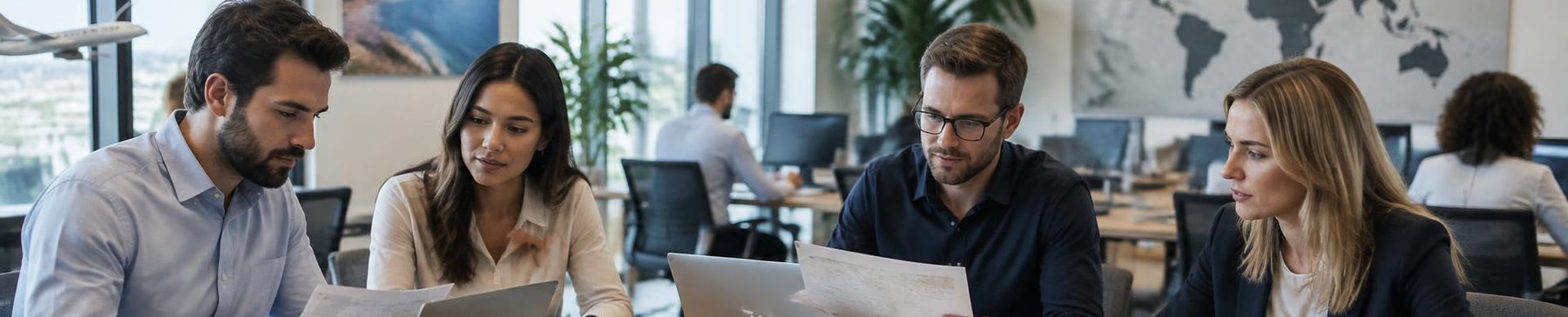 An operations and finance team working together in a modern office